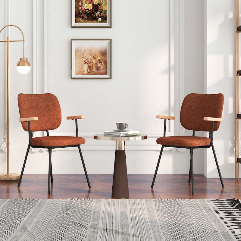 Costway Set of 2 Modern Linen Fabric Dining Chairs Padded Kitchen - See Details