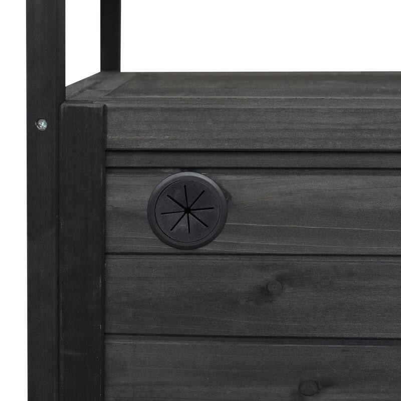 Portable Foldable Outdoor Kitchen Cart with Storage Cabinet and Lockable Wheels