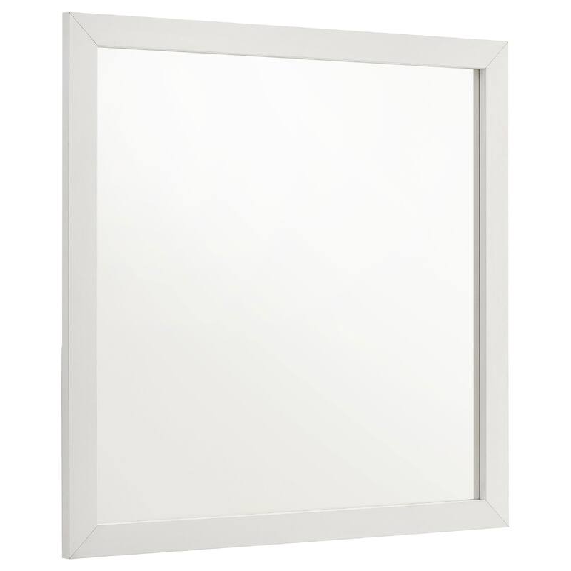 Dex Rectangular Dresser Mirror, Non-Beveled Glass, White Wood-Melamine