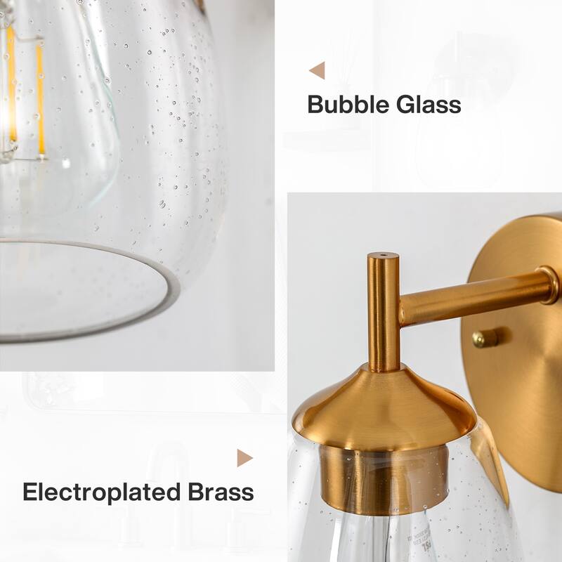 1-light Clear Glass Shade Wall Sconces For Bathroom, Living Room（set Of 2)