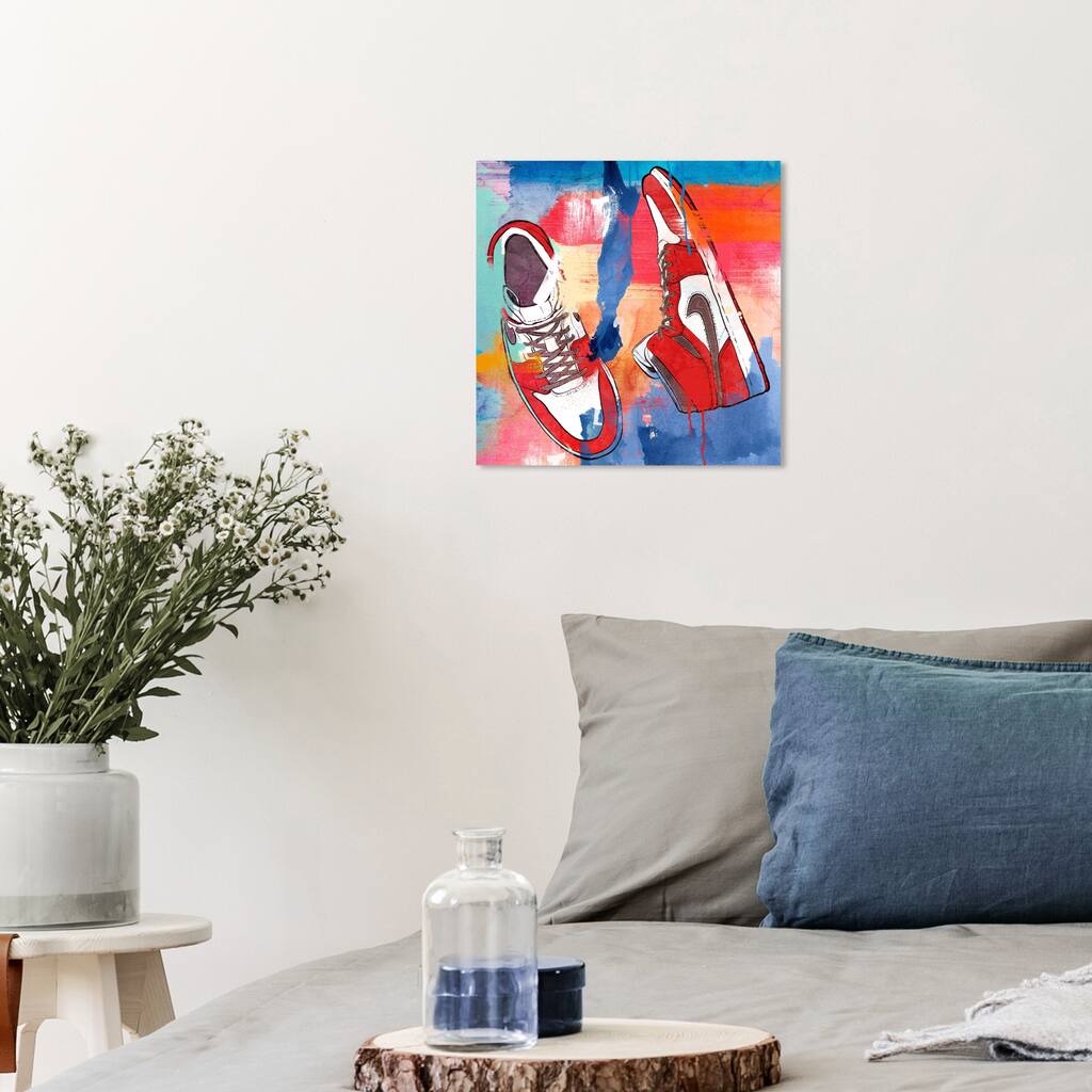 Wynwood Studio Fashion and Glam Sneaker Style II Red and Modern & Contemporary Wall Art Canvas Print
