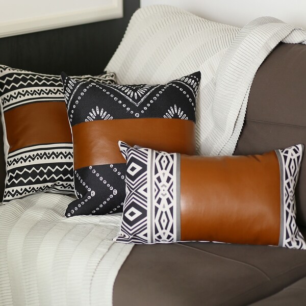Black and white leather pillows outlet