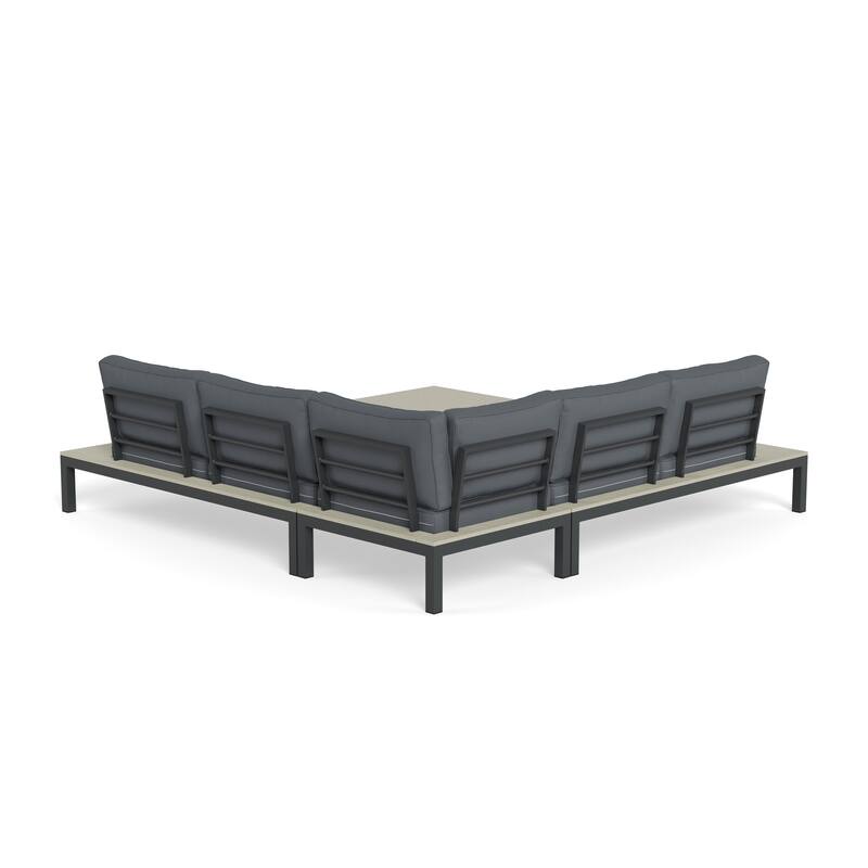 Lakeview Aluminum Outdoor Sectional Sofa with Charcoal Cushions