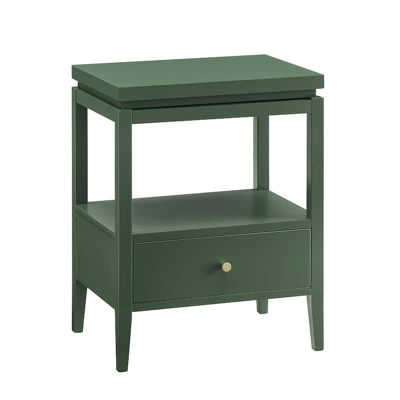 Modern Nightstand with Drawer and Floating Shelf Tapered Legs Design