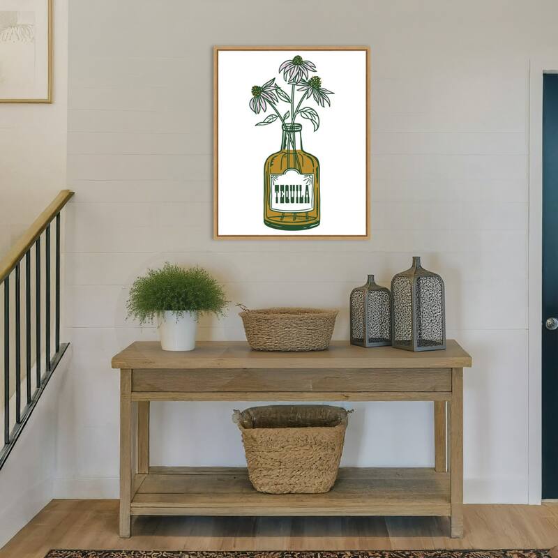 Tequila Potted Florals by The Whiskey Ginger Framed Canvas Wall Art Print