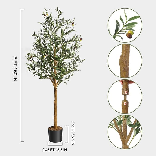 dimension image slide 0 of 3, Artificial Olive Tree 6FT(72in) Tall Faux Silk Olive Trees