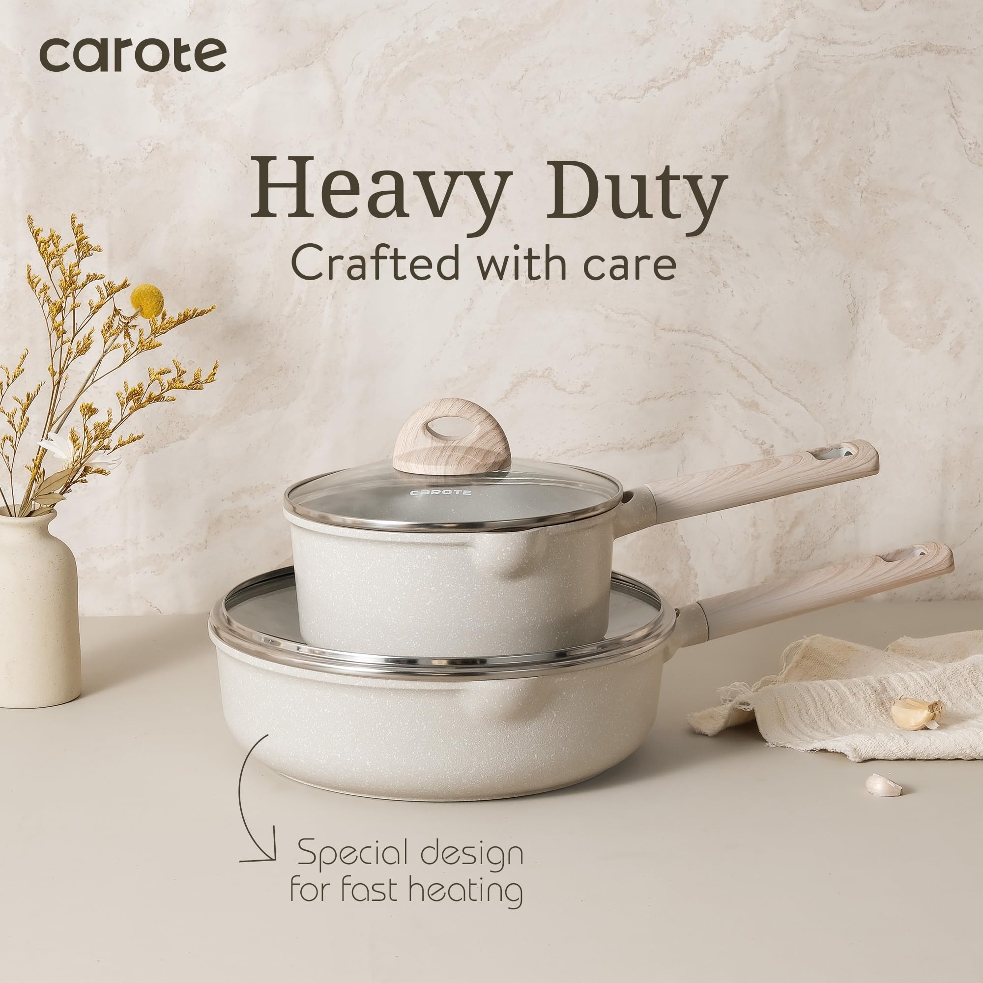 Carote 6.5qt Non-Stick Saute Pan with Helper Handle - Granite