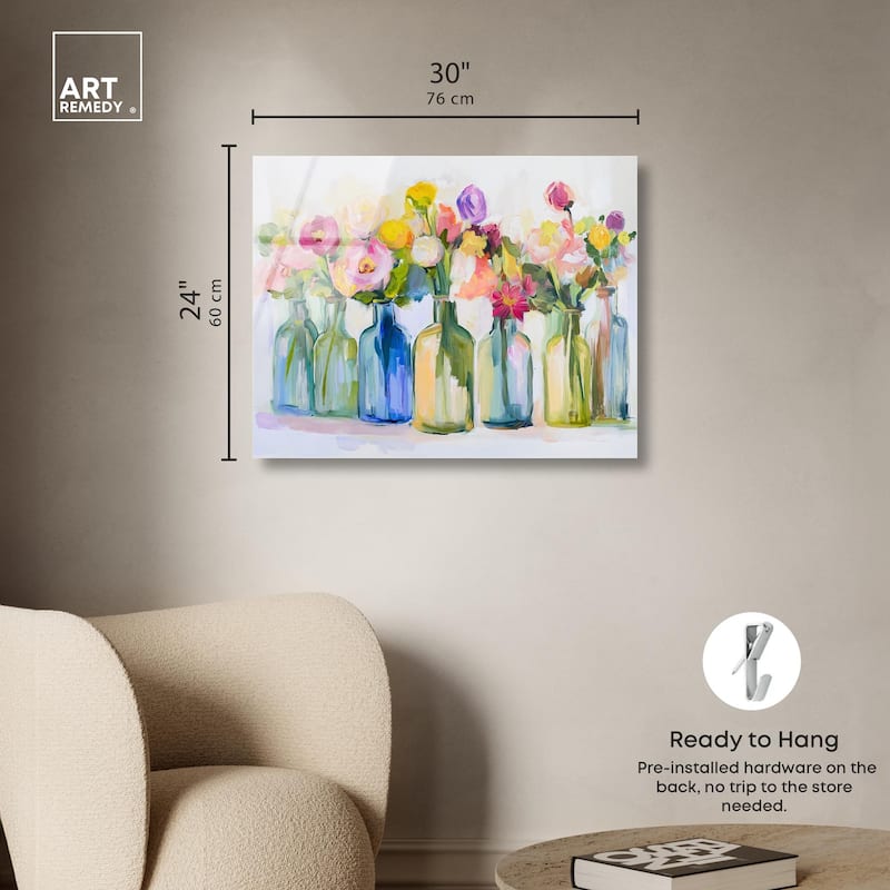 Bottles and Blooms Acrylic by Art Remedy, Ready to Hang