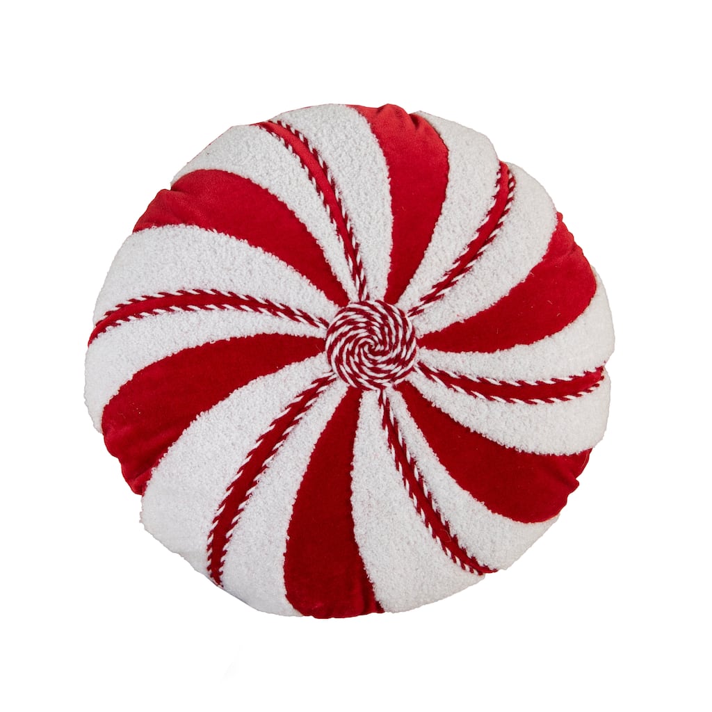 Rizzy Home Peppermint Disc Holiday Throw Pillow