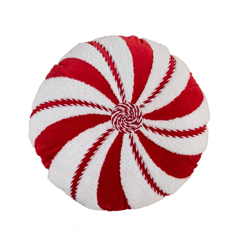 Rizzy Home Peppermint Disc Holiday Throw Pillow