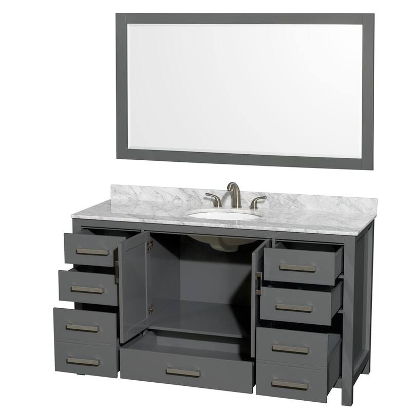 Wyndham Collection Sheffield Single Vanity Set, 58-inch Mirror