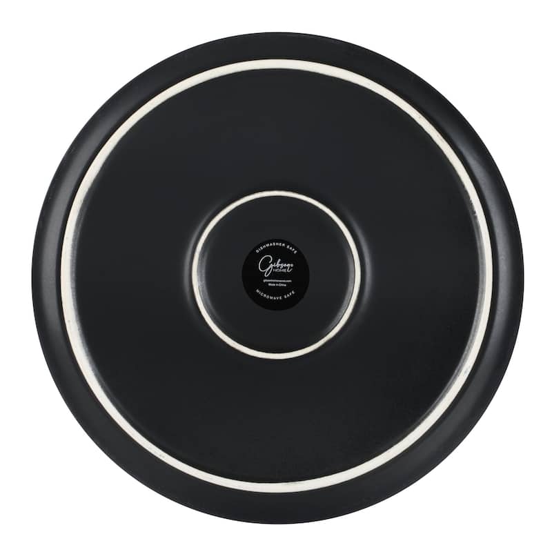 Gibson Home Zuma Nuevo 32 Piece Plates, Bowls, and Mug (Service for 8) Dinnerware Set - Black