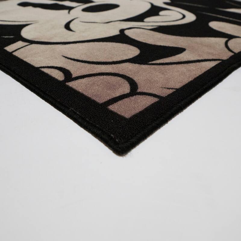Licensed Disney Mickey Mouse Classic Mickey and Minnie Mouse Portrait Grey /Ivory Border Indoor Area Rug, 4'6" Square