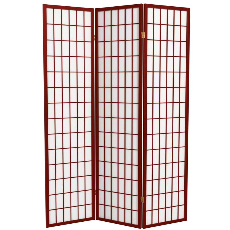 Wood and Rice Paper Windowpane Shoji Screen (China) - Rosewood-3 Panel