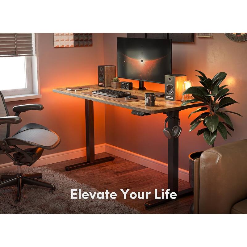 FEZIBO Electric Standing Desk, 63 x 24 Inches Height Adjustable Stand up Desk, Sit Stand Home Office Desk, Computer Desk