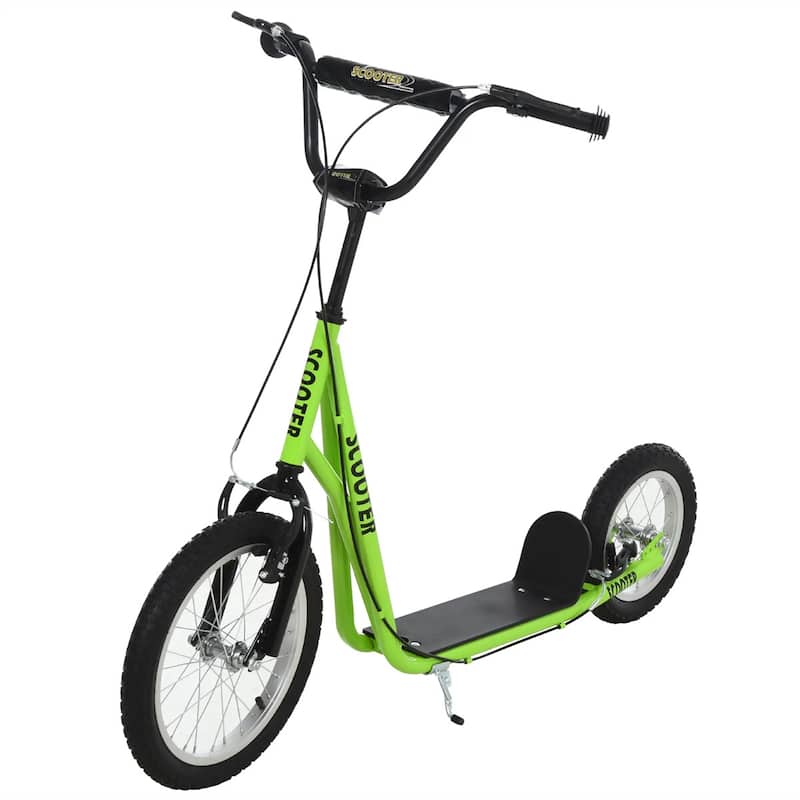 Steel Aluminum Kick Scooter with Adjustable Handlebar - 53.25"L x 22.75"W x 34.75"-37"H - Green