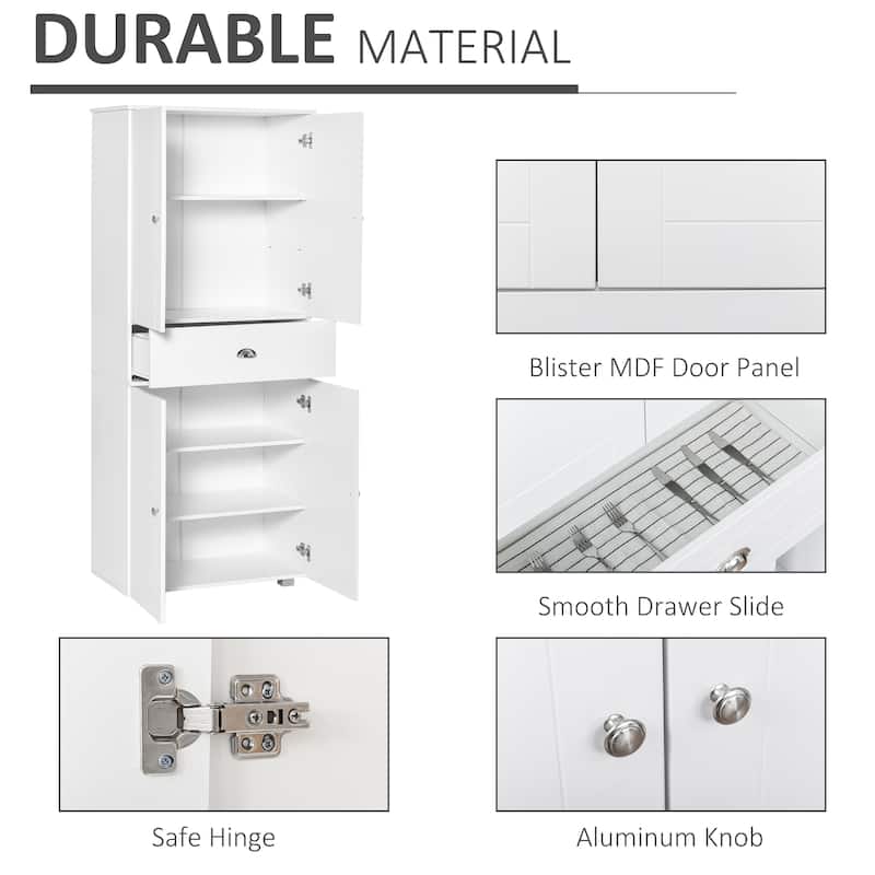 HOMCOM 71" Freestanding Kitchen Pantry Storage Cupboard Floor Utility Cabinets with Drawer and 3 Adjustable Shelves