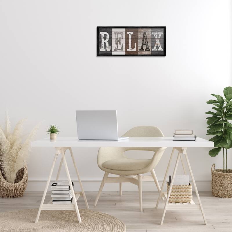 Stupell Rustic Bathroom Relax Letters Framed Giclee Art Design By Susan Arnot