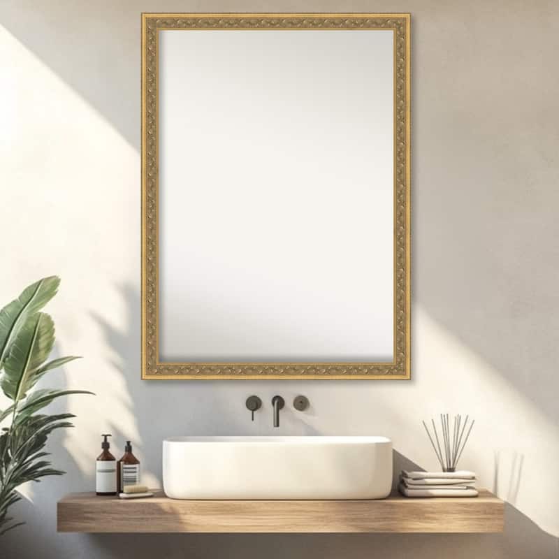 Carter Dark Gold Non-Beveled Wood Framed Bathroom Vanity Wall Mirror - Carter Dark Gold