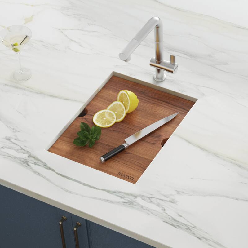 Ruvati 15" Workstation Bar Prep Sink Ledge Undermount 16 Gauge Stainless Steel Single Bowl - RVH8304 - 8' x 11'