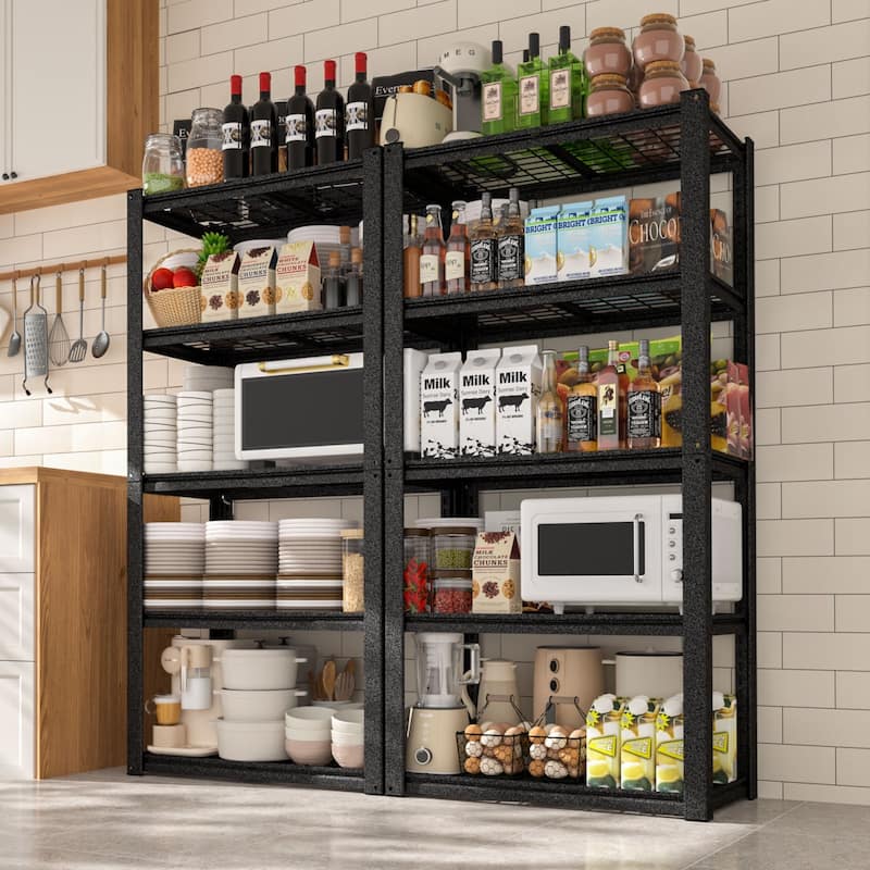 VEIKOUS Heavy-Duty Adjustable Metal Storage Shelves, Garage Shelving Unit with Reinforced Grating - 35.8'' × 18.1'' × 72'' - 35.8'' × 18.1'' × 72''