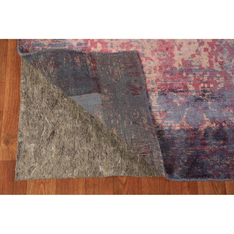 Contemporary Abstract Area Rug Handmade Indian Wool Carpet - 8'0"x 9'7"