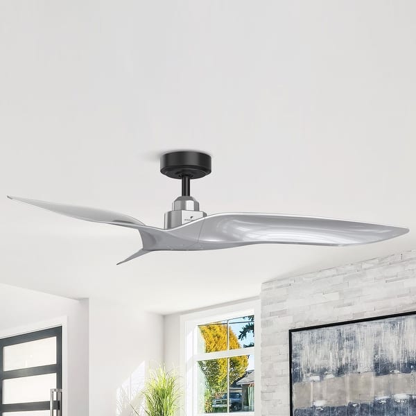slide 2 of 11, 52" Modern Silver ABS 3-Blade Outdoor Ceiling Fan without Light Remote