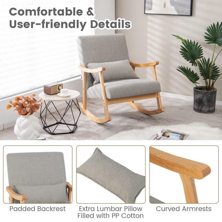 Soft Upholstered Rocking Chair for Living Room and Bedroom - 31" x 26" x 32.5"