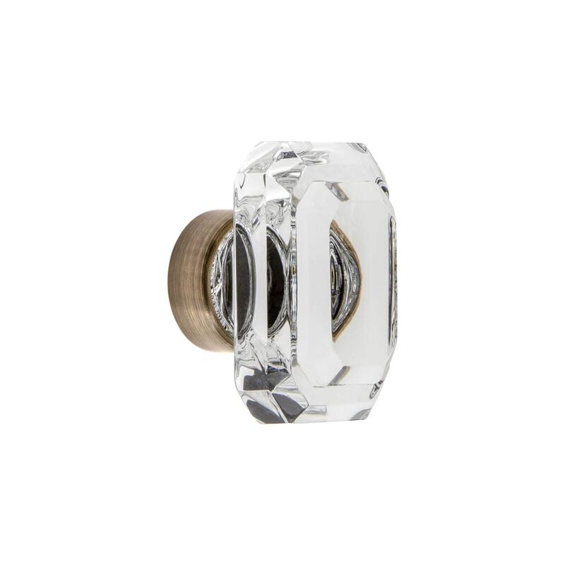 Grandeur BAGU-CRYS-KNOB Baguette 1-9/16” Luxury Solid Crystal Emerald - Vintage Brass