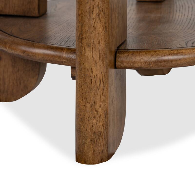 Magnussen Home Tanner Tawny Brown Round End Table - 24''W x 24''D x 26''H