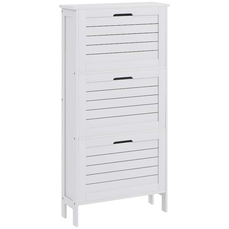Narrow Shoe Storage Cabinet for Entryway with 3 Flip Drawers