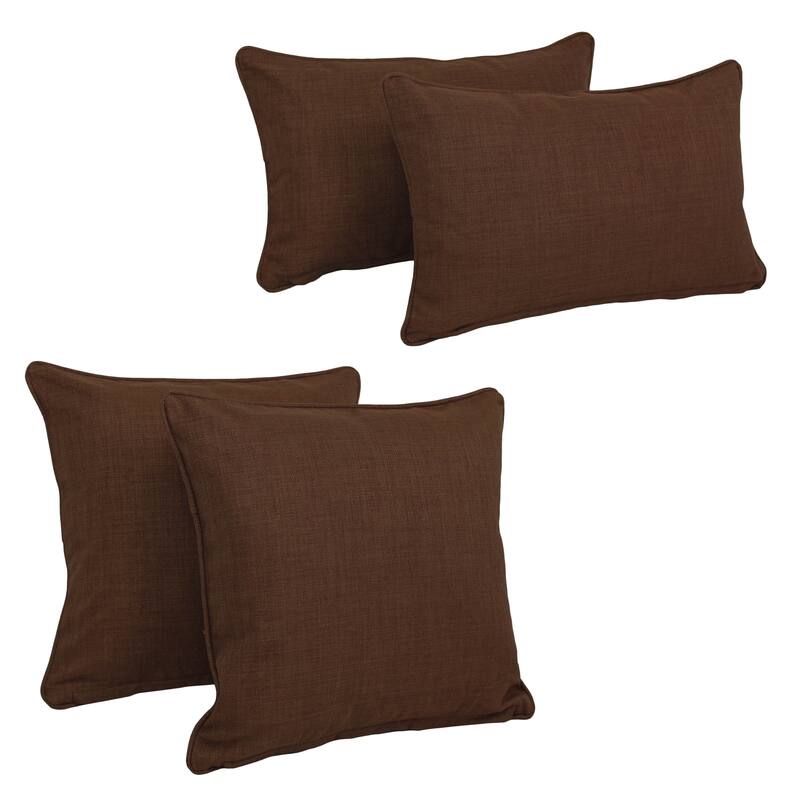 Blazing Needles Delaney Indoor/Outdoor Throw Pillow Set (Set of 4) - Cocoa
