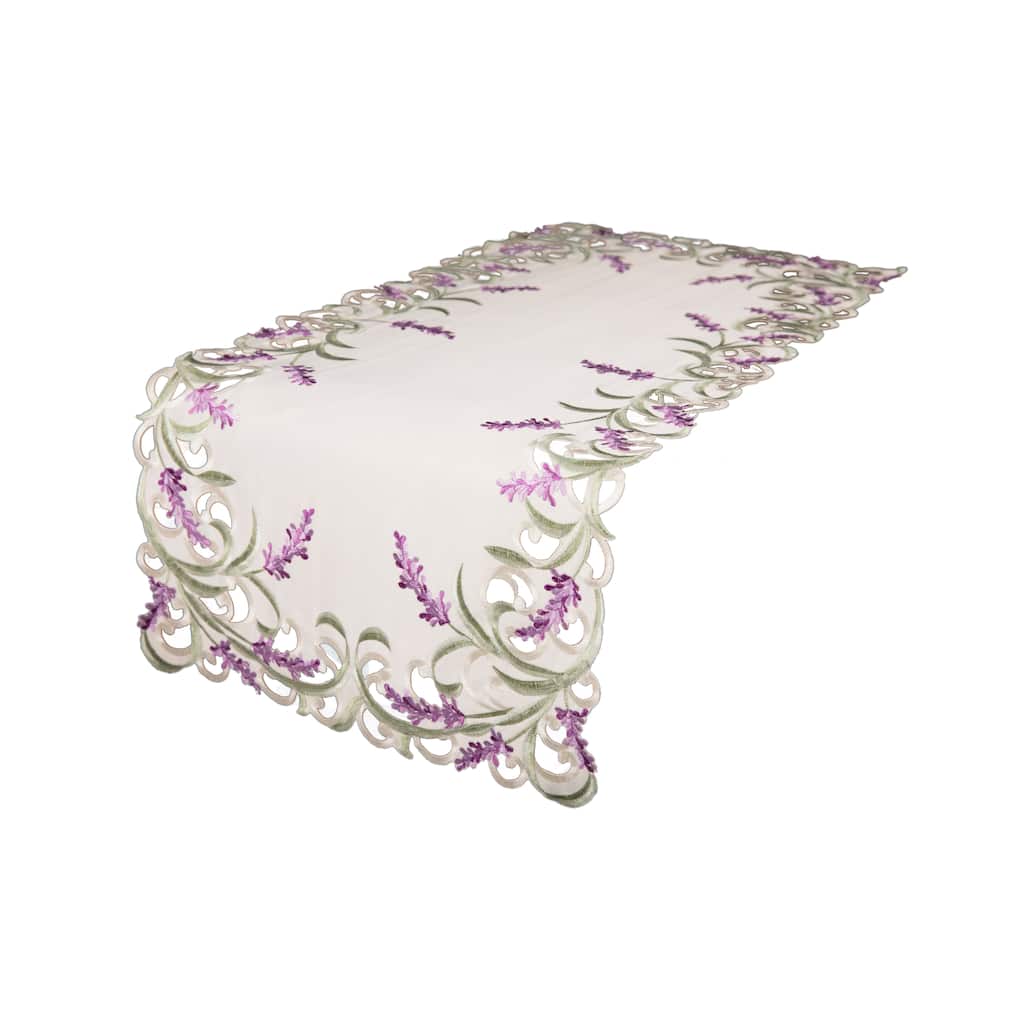 Lavender Lace Embroidered Cutwork Table Runner