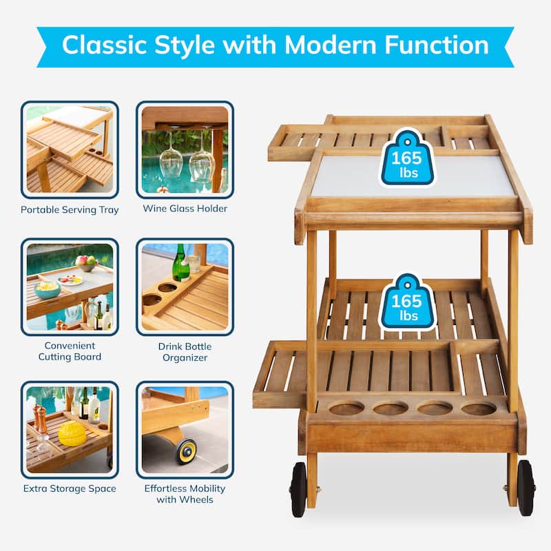 Cambridge Casual Mozaic Teak Wood Outdoor Bar Cart
