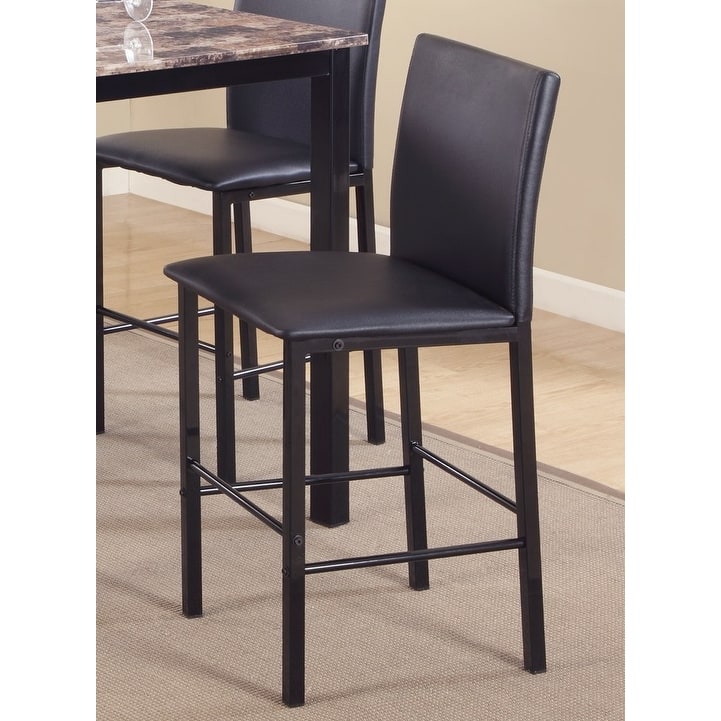 5-Piece Counter Height Set with Faux Marble Top & Faux Leather Chairs