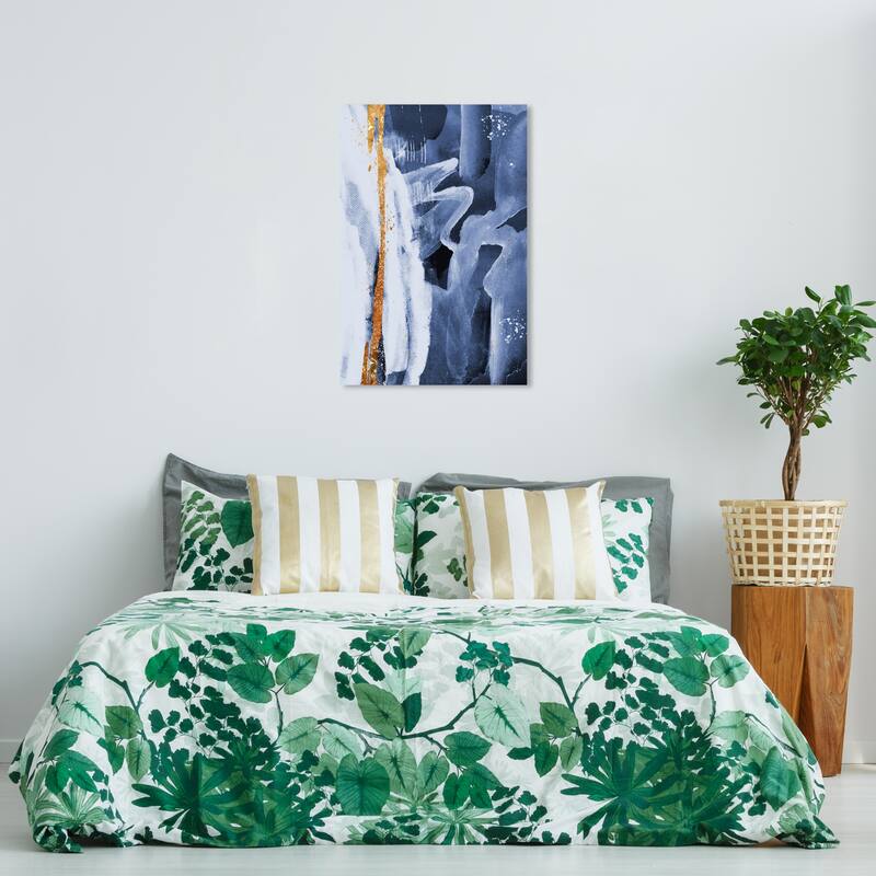 Wynwood Studio Canvas Abstract Calligraphic Abstract Blue and Modern & Contemporary Wall Art Canvas Print - 36 x 24