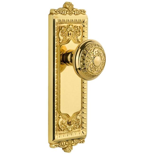 Grandeur Windsor Solid Brass Rose Privacy Door Knob Set with Windsor - Lifetime Brass