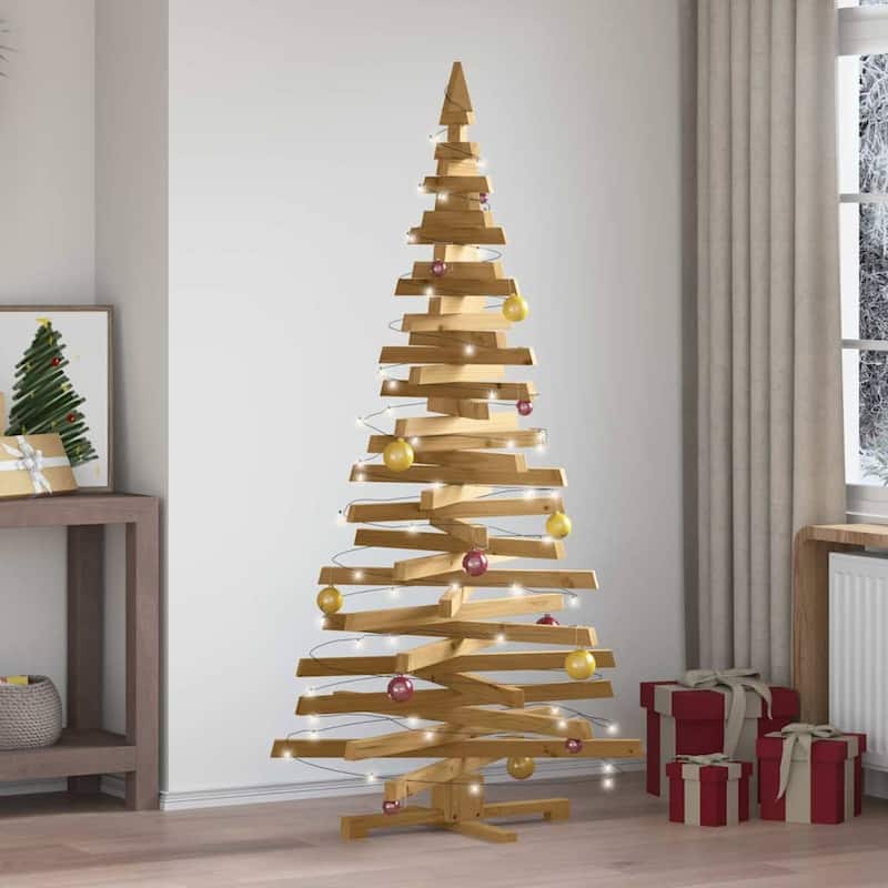 vidaXL Christmas Trees with Stand Natural/Brown Solid pine wood - Brown finish 70.9 - 6 Foot