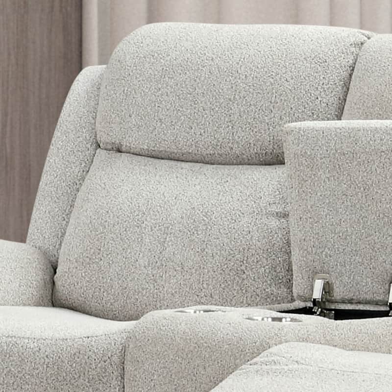 Furniture of America Gulid Modern 3-Piece Light Grey Padded Reclining Sofa Set