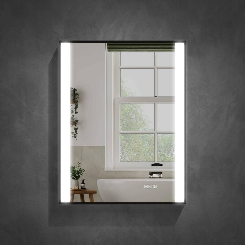 36"H Wall Mounted Bathroom Rectangle Framed LED Mirror With Memory Function