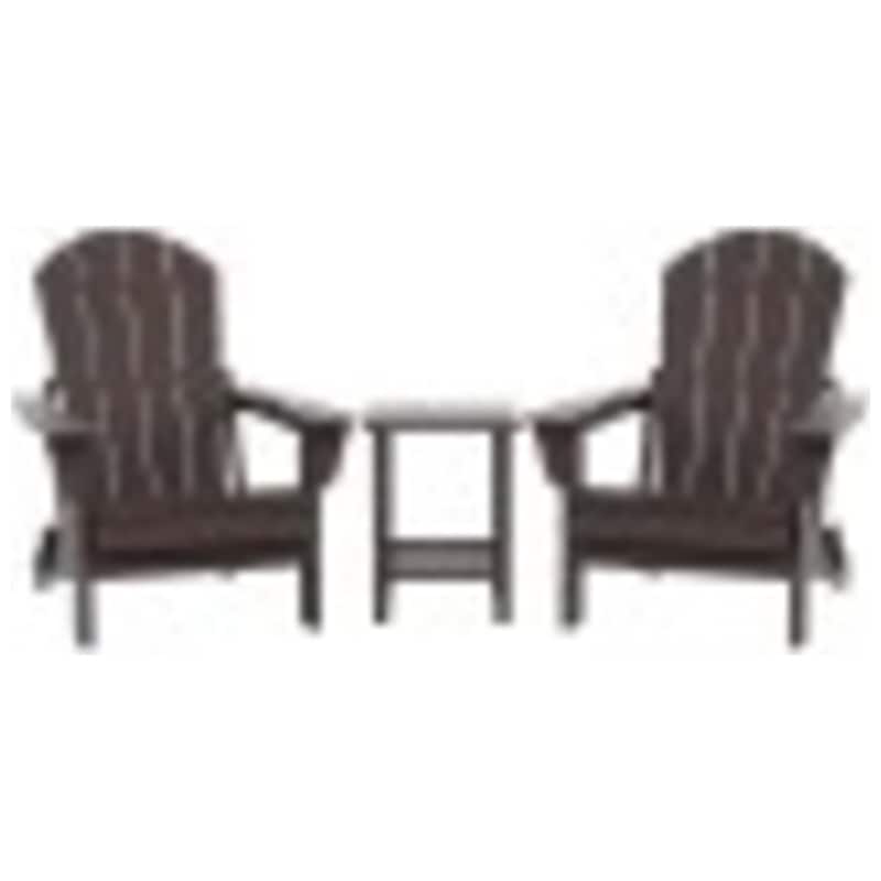 Laguna Hdpe All Weather Outdoor Patio Foldable Adirondack Chairs With Side Table (3-Piece Set) - Dark Brown