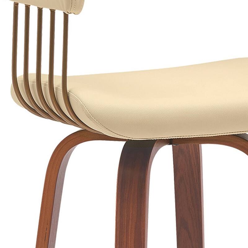 Modern Faux Leather Swivel Bar Stool with Full Back and Bucket Seat
