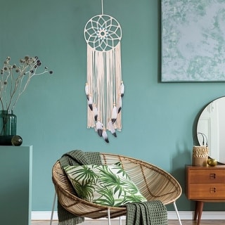 30CM Round Feather Wall Pendant - 106cm