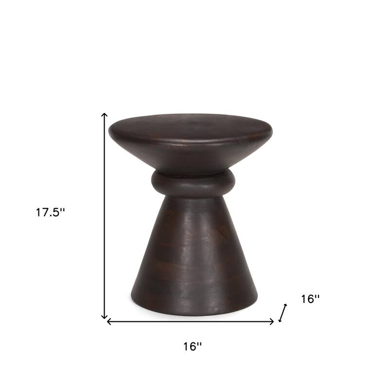 HomeRoots 16" Redwood and Brown Solid Wood and Wood Tray Table - 16.00 in. x 17.50 in. x 16.00 in.