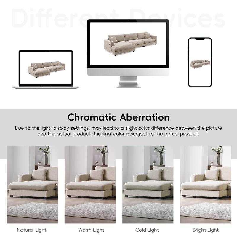Modern L Shaped Cloud Couch with USB Charging, Cup Holder, and Deep Seat Chaise, Comfy Corduroy Sofa Bed for Living Room