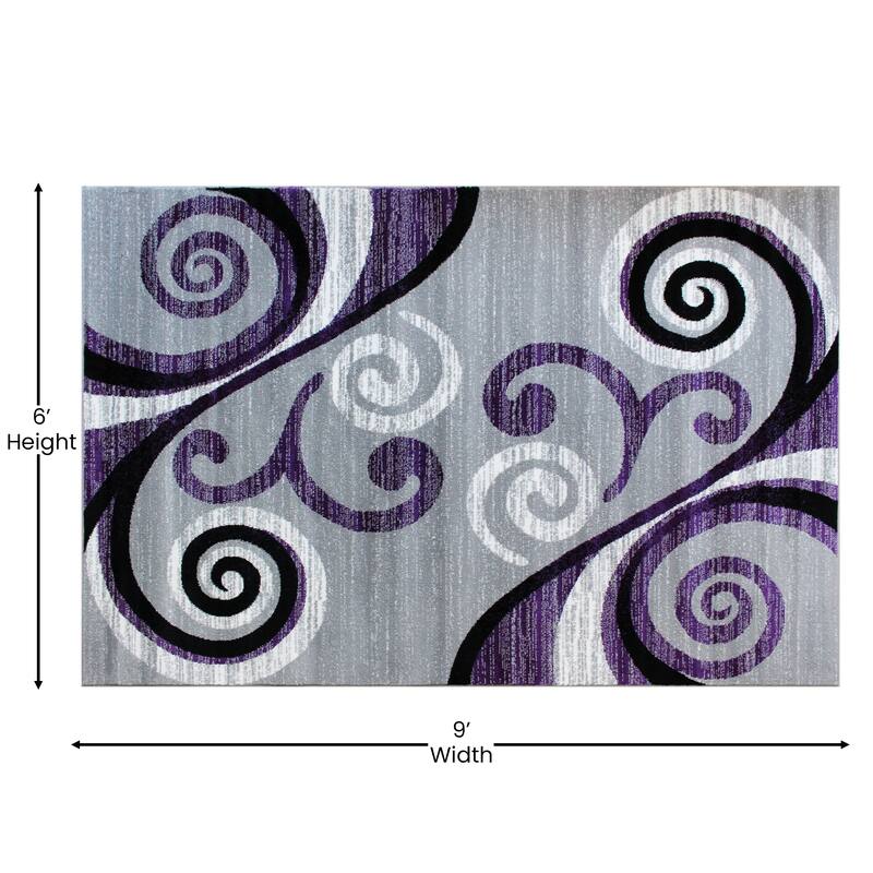 Modern Distressed Swirl Abstract Style Indoor Area Rug