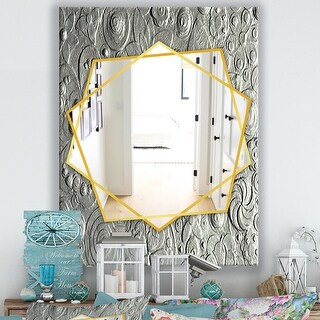mirror designart frameless embossing traditional flower silver