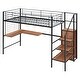 preview thumbnail 11 of 12, Twin Size Metal Loft Bed with Desk, Storage Ladder and Wardrobe
