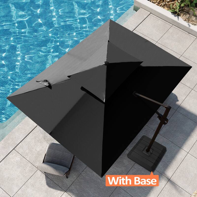 Pellebant Outdoor 9 FT x 11.5 FT Double Top Cantilever Offset Umbrella with Premium Base Stand - Black