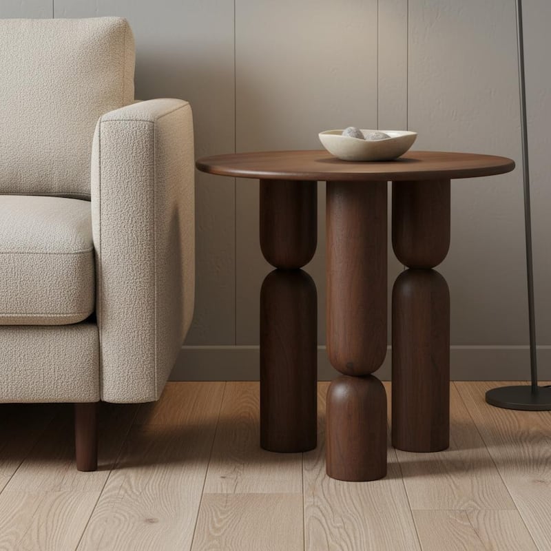 HomeRoots 32" Brown Solid Wood and Wood Tray Table - 32.00 in. x 30.00 in. x 32.00 in. - Brown - Wood